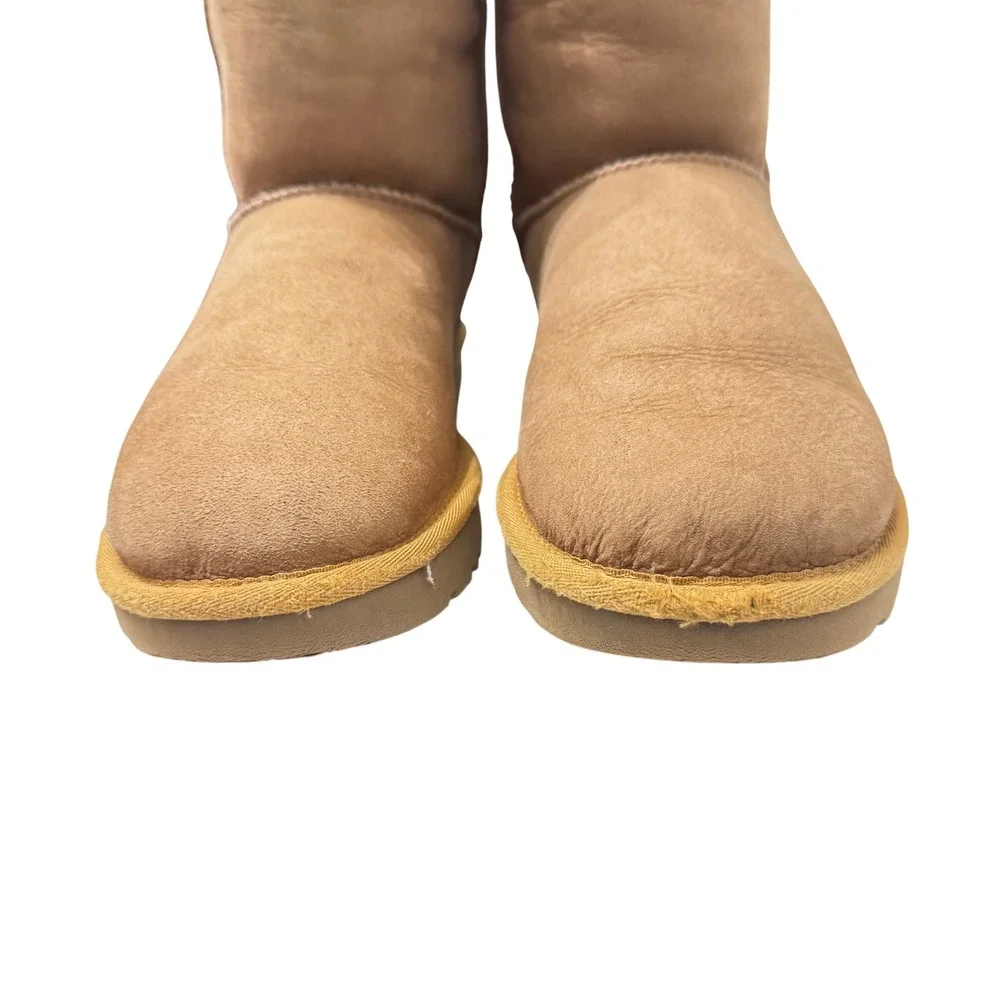 UGG Classic Short‎ Rustic Weave Boots Chestnut Sheepskin Shearling Lined Size  8